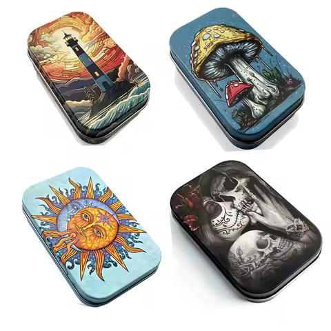 Cigarette Tinplate Case Flip Cap Tobacco Storage Smoke Rolling Paper Box Jewelry Candy Coin Key Orga