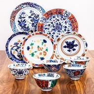 日本藍凜堂青花古風浪漫米飯碗陶瓷盤子大深菜盤家用餐具禮盒套裝