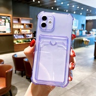 For Samsung Galaxy A54 A34 A13 A14 A23 A53 A73 A03 A12 A50 A50S A30S A52 A52s 5G With Wallet Clip Card Holder Shockproof Cover Silicone Transparent Phone Case Casing