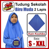Tudung Sekolah DUA LAPIS BIRU MUDA Koshibo/Tudung Sekolah Pengawas Koshibo Licin(READY STOCK)#FastDe