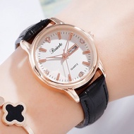 Dual Calendar Week Belt Watch Female Student Fashion Wrist Watch Female Waterproof Female Watch Lumi