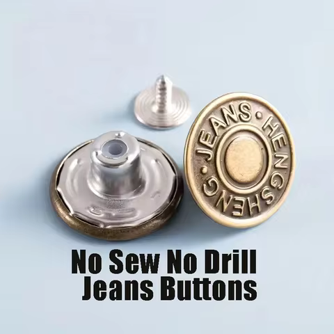 10Pcs Nail Free Bronze Denim Pants Adjust Buttons No Sew Detachable Waist Expansion Snap Fastener Ad