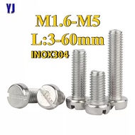 INOX304 Slotted Pan Head Screws Sizes M1.6 to M5 Length 3 - 60mm For Electronic Machinery Assembly(W