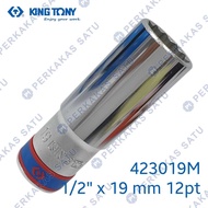 MATA KING TONY 1/ 2" X 19MM 12PT LONG SOCKET WRENCH 423019M DEEP SOCKET KINGTONY 19 MM