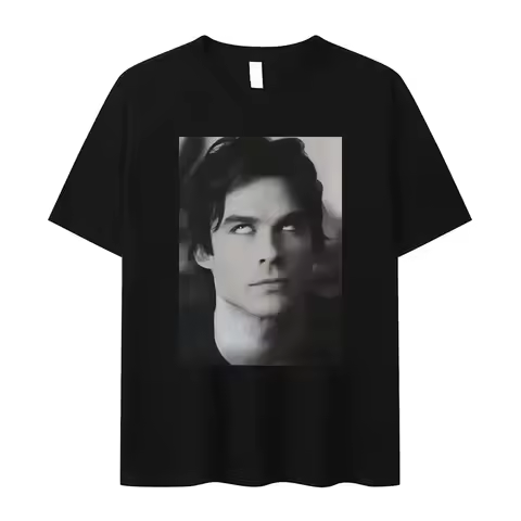 Damon Salvatore Ian Somerhalder TV Show T-shirt for Women Summer Tops Tshirts O-neck Women Clothing 