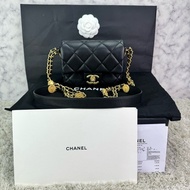 香奈兒  CHANEL 22A荔枝牛皮  金幣方胖子