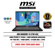 MSI Modern 14 C7M 422 (14" FHD IPS/R5-7430U/16GB DDR4/512GB SSD/AMD Radeon/Win11/Ms Office/2Y)