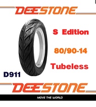 ยางนอกมอเตอร์ไซค์ 80/90-14 D911 ลาย S Edition Tubeless แบบไม่ใช้ยางใน DEESTONE