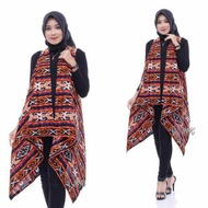 OUTERWEAR LONGVEST LONG VEST BAJU LUARAN WANITA BATIK MOTIF TENUN KECIL BESAR SONGKET