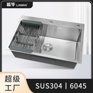 Manufacturer SUS304Stainless Steel Sink Large Single Sink Kitchen Vegetable Basin6045Single sink3MM 