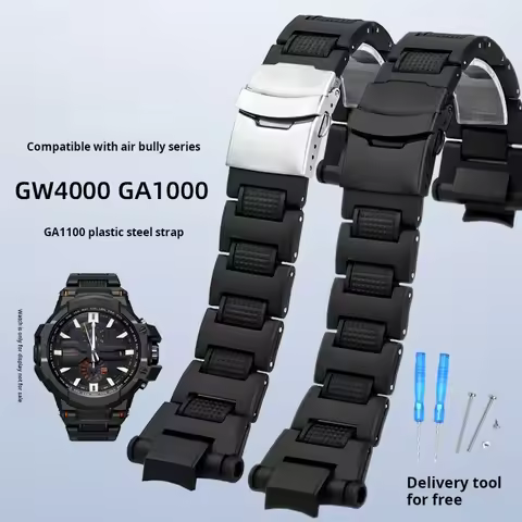 For Casio g-shock GA-1000 1100 GW-4000 GW-A1100 A1000 Plastic steel Watch Strap Black Sport Wristban