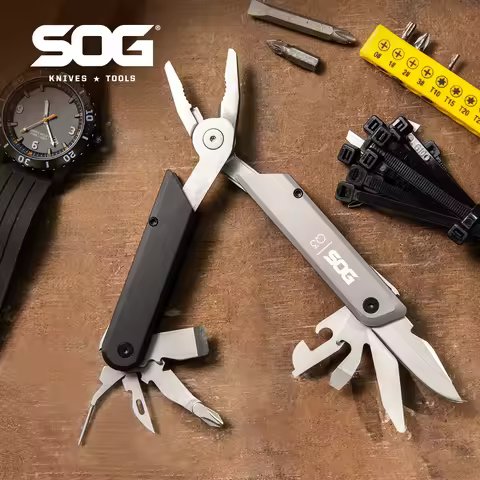 SOG 13 in 1 BATON Q3 Compact Multitool Folding Pliers Pocket Knives Portable EDC Small Hand tools Ou