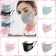 🌸ETHEREAL FASHION🌸 Rhinestone Facemask Ice Silk Cotton Mask Reusable Mask Face Covering Fashion Mask