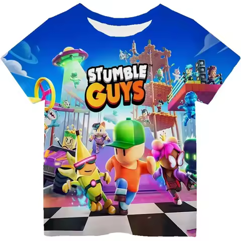 3D Printed Kids T Shirt New Stumble Guys Game Children Clothing Harajuku Cartoon Tees Casual Fun Top