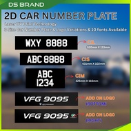 Acrylic Premium 2D Plate Number / Plat Nombor Kereta Custom DS Brand M4
