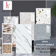Glossy Marble Vinyl Wall Paper 60 x 30 cm / Marble Granite Vinyl Floor / Marble Cabinet Stickers