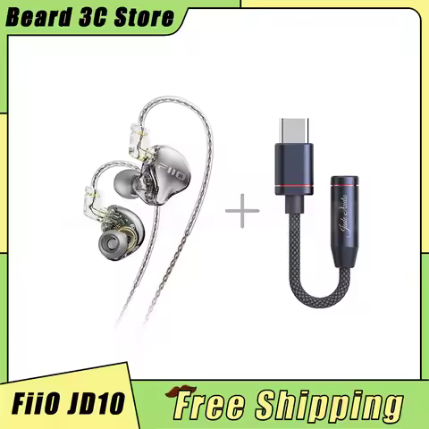 Fiio Jd10 3.5mm Type C Wired In Ear Earphone Hi Res Audio Hifi Bass Stereo Music Earbuds Sport Gamin