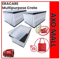 [3 Boxes] ERACARE Multipurpose Crate Foldable Storage Boxes Container Collapsible Plastic Crates wit