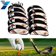 YOLO Golf Iron Headcover 10pcs/set Wedge cover Iron pole cover Protective Cover Golf Training Equipm