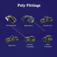 Poly Pipe Fittings 20mm / 25mm / 32mm HDPE Water Pipe Connector Plumbing Fitting