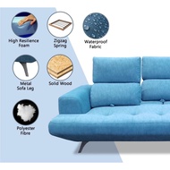 NUCCA N6637 Jelly Push Back 3 Seater Sofa [Easy Clean+Anti Scratch][Velvet,Casa Leather,Water Resistance fabric]