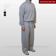 Men's Plaid Fleece Set Zip Form CropJacket & B Brown 2-Skin Felt Straight Pants