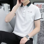 Men's Polo Shirts 2024 New Summer Oversized Short Sleeve Male T-shirt Korean Style Fashion Pocket Letter Print Man Tops