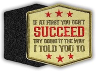 If at First You Don't Succeed Funny Morale Patch 3 Inches Military Tactics, Stars, Motivation Quotes