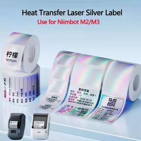 Niimbot M2/M3 Laser Silver Label Thermal Transfer Printing Paper Round Square Laser Sticker for Niim