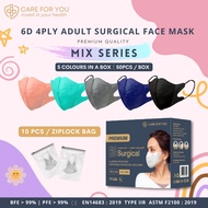 Care For You Premium 6D Surgical 4ply Face Mask - Mix 5 Colours 50pcs
