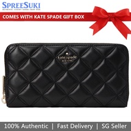 Kate Spade Wallet In Gift Box Long Wallet Natalia Quilted Leather Large Continental Wallet Black # WLRU6340