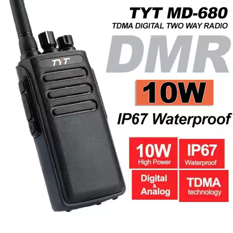 TYT MD-680 Walkie Talkie 10W TDMA Digital Two Way Radios UHF 400-480MHZ IP67 Waterproof Radio MD680/