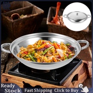 Kokemall Cooking Pot Stainless Steel Cooking Wok Double Handle Cooking Pot Kitchen Supply