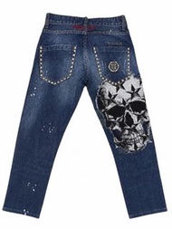 Philipp Plein 男裝骷髏頭裝飾牛仔褲size25