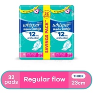 Whisper Wings Regular Flow 12hrs Protection Thick 16 Pads Value Pack 23cm