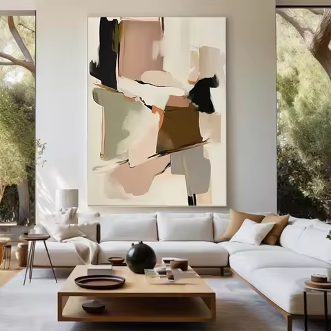 Large Scale Abstract Handmade Texture Painting Powder Gold Foil Abstract Oil Painting Modern Wall Ar