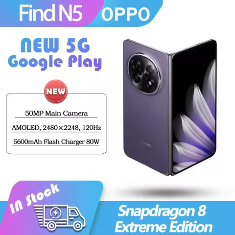 Original OPPO Find N5 Folding Phone 5G Snapdragon 8 Elite 8.12 inches AMOLED Google play NFC 80W Sup