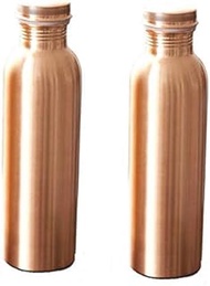 Pure Copper Water Bottle for Ayurvedic Health Benefits (Joint Free &amp; leak proof) (900 ml, Plain) SET OF 2 PIECES