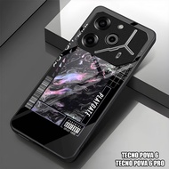 HP GUMIHO - Glossy Glass Glitter Case for Type TECNO POVA 6hp TECNO POVA 6 PRO/ Fashion ABSTRACT AES