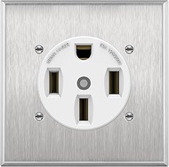 ENERLITES 50 Amp 125/250V Range Receptacle Outlet with Metal Wall Plate, for RV, EV, Welder, Oven, S