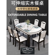 Dining Table Chair Set Tempered Glass Table Kitchen Extendable Dining Table Space Saving Round Table 6 8 10 Seater Table
