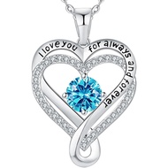 Jewelry for Women Wife Infinity Heart Birthstone I Love You Necklace S925 Anniversary Women Necklace