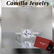 Camilla Jewelry Saudi Gold 18k Pawnable Legit/Engagement Ring For Women Original/Luxury Square Diamond Real Moissanite Ring With Gra Certificate/925 Silver Original Italy Legit/Jewelry Gold Pawnable Sale/ Promise Ring With Box/White Gold Ring Pawnable 18k
