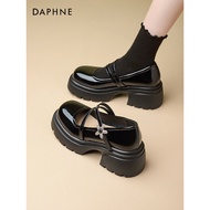Daphne Thick-Soled Mary Jane Black Heels - Women's Fashionable Leather Shoe