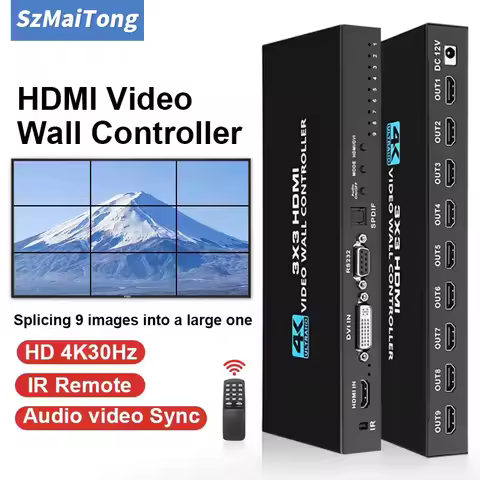 3x3 9 screen 2x2 4K HDMI DVI TV Video wall Controller splicer 1X2 1X4 1X3 2x3 3x2 4X2 2X4 multi vide