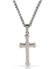 Forge & Foundry Men's Religious Cross Pendant with Adjustable 21" Necklace Wheat Chain | Genisis | D