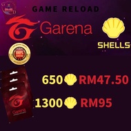 Garena Shell Pin Reload / Topup (650/1300 Shells)