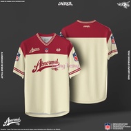 Unique Nation Abnormal V Unisex Shirt Lengan 3Suku Cutting Oversize Jersey Casual