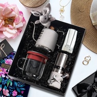 【手沖咖啡套裝禮盒】手沖壺/咖啡杯350ml/拉花杯/磨豆機 生日禮