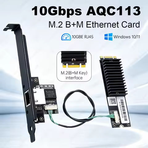 AQC113 M.2 B+M 10GbE Network Card 10G/2.5G/1Gbps RJ45 Ethernet Gigabit Nic Adapter Single Port Singl